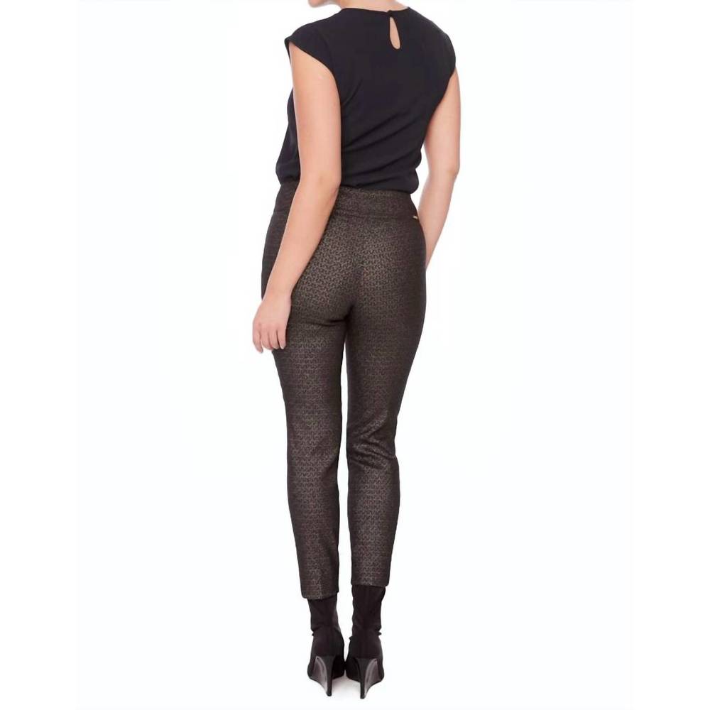 NEW UP! petal slit techno ankle pant in grey goldy plaid - Picture 2 of 2